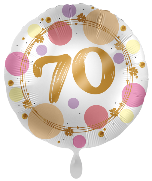 Folienballon - Shiny Dots, Zahl 70 - ø 43cm